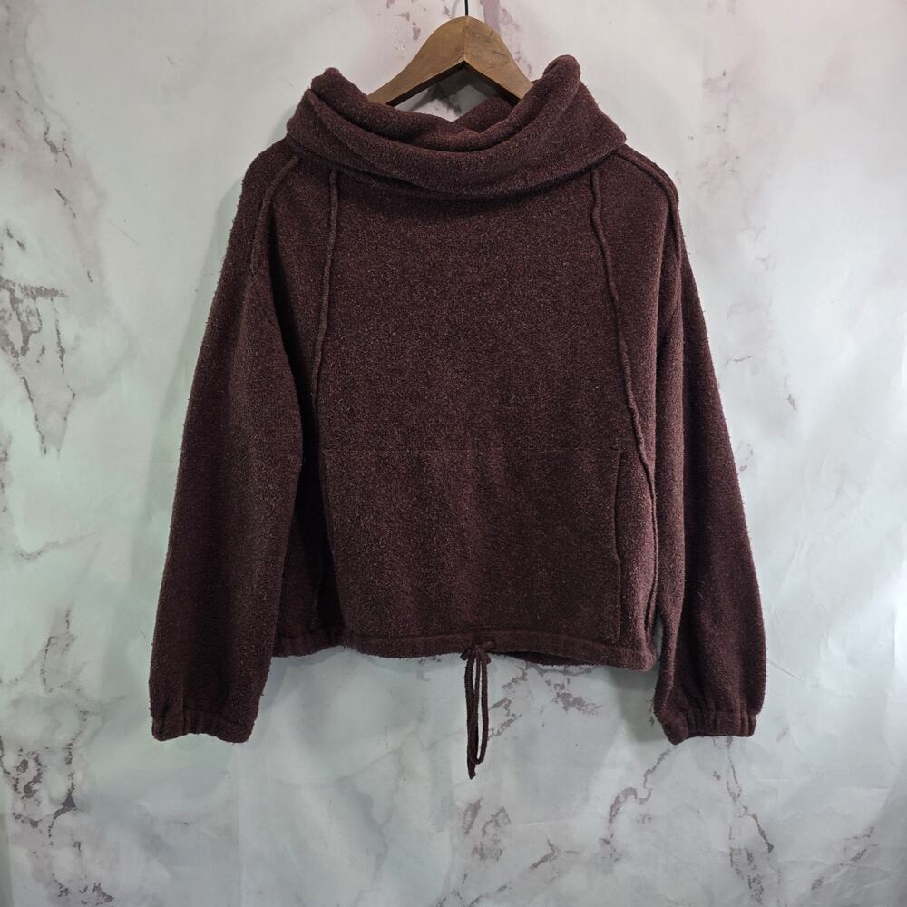 Field & Flower Sweater Womens XS Maroon Funnel Cowl Neck Kangaroo Pullover